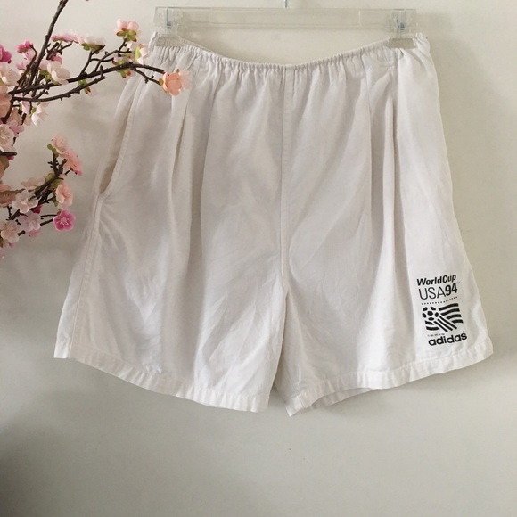 adidas Pants - Vintage Adidas White Black ‘94 WorldCup Shorts L